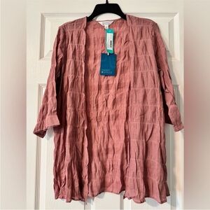 Sadie Open Front Woven Top- Pink